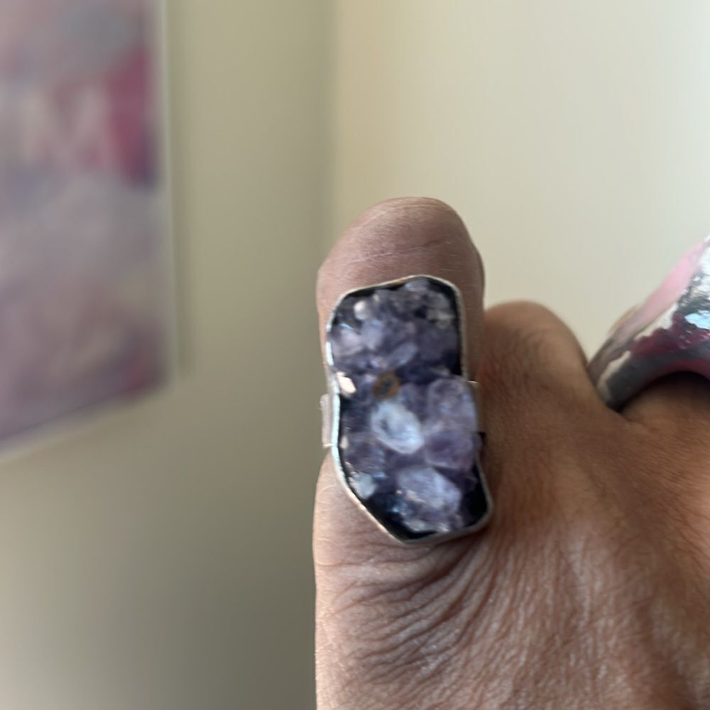 Sterling Silver Amethyst Statement Ring - image 3